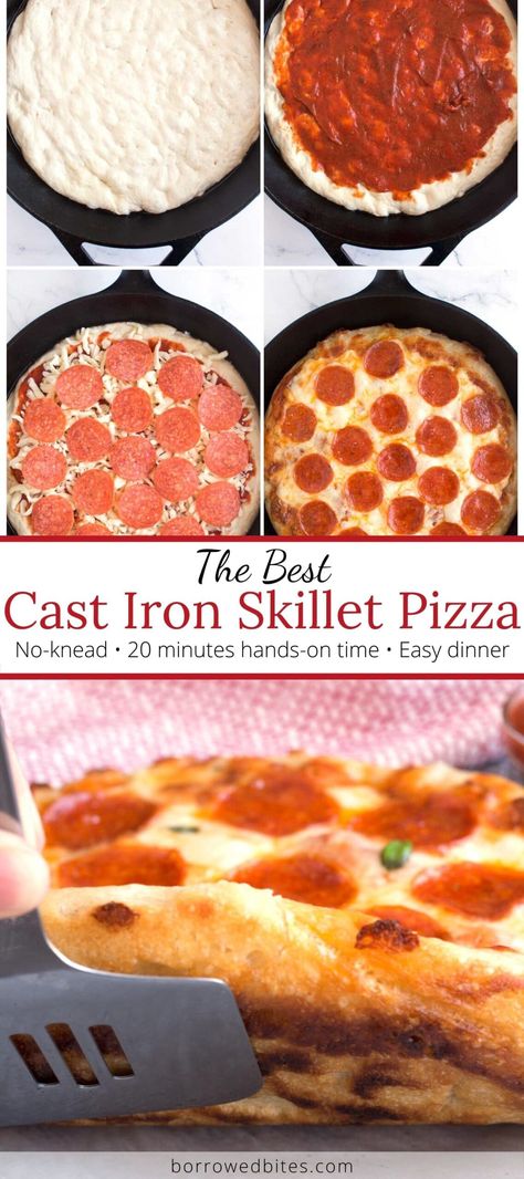 Cast Iron Pan Pizza, Pizza Hut Pan Pizza, Cast Iron Pizza Recipe, Iron Skillet Pizza, Homemade Pizza Night, Pan Pizza Recipe, Cast Iron Skillet Recipes Dinner, Cast Iron Pizza Pan, Cast Iron Skillet Pizza