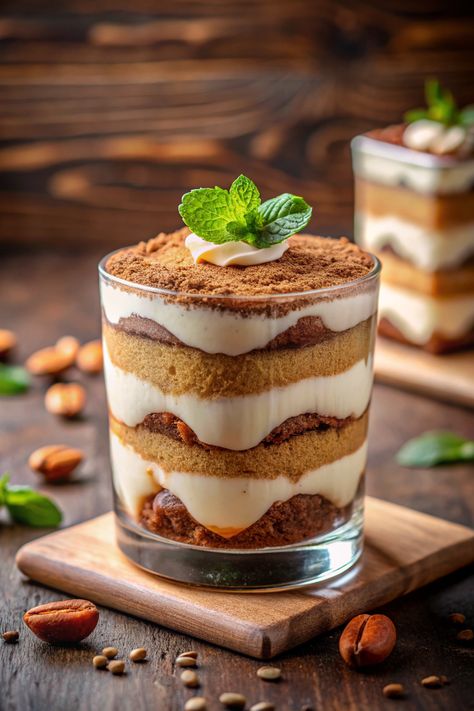 7-Layer Vegan Tiramisu with Cashew Cream and Coconut Milk Tarimisu Recipe, Coconut Milk Dessert, Vegan Tiramisu, Overnight Recipes, Whimsical Doodles, Detailed Watercolor, Easy Dessert Recipes Quick, Milk Dessert, Vegan Donuts