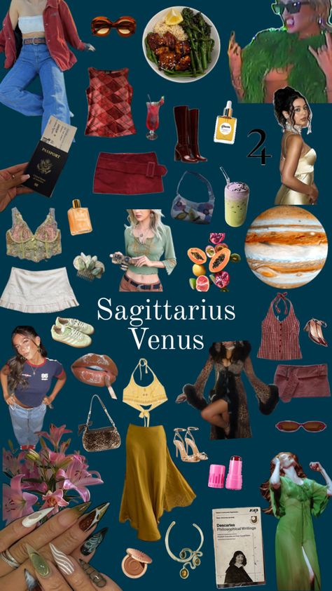 Sagittarius Venus Aesthetic Outfits, Saggitarius Fashion Style, Sagitarrius Venus Style, Sagittarius Venus Fashion, Saggitarius Style Outfits, Sag Venus Aesthetic, Saggitarius Rising Outfit, Venus In Sagittarius Style Aesthetic, Venus In Sagittarius Style Women