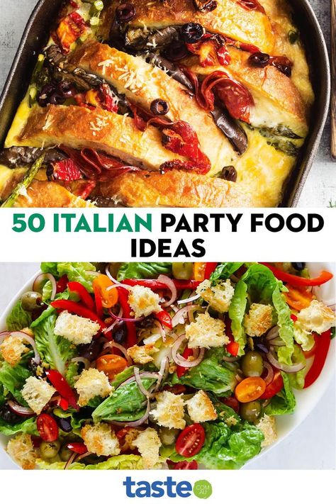 Italian Food Buffet, Italian Party Food, Italian Appetizers Party, Dinner Buffet Ideas, Italian Food Party, Dinner Party Buffet, Birthday Dinner Recipes, Dinner Party Drinks, Hosting A Birthday Party