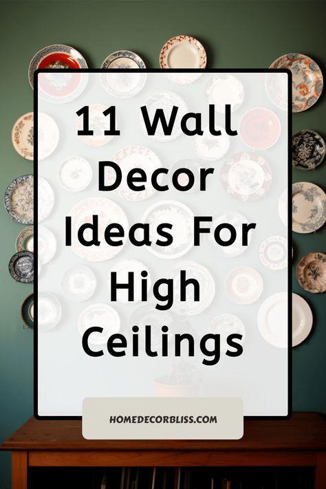 Explore these 11 creative wall decor ideas designed to beautifully accentuate high ceilings in your space. From oversized artwork to hanging plants, find inspiration on how to make the most of your vertical space. Whether you prefer minimalist designs or bold statements, there's a suggestion for every style preference. Elevate the look of your home with these innovative ways to decorate walls that reach for the sky! Tall Ceiling Living Room Gallery Wall, How To Decorate With High Ceilings, Wall Of Clocks Display Ideas, How To Decorate High Walls, What To Do With A Big Blank Wall, High Ceiling Living Room Wall Decor, Wall Decor For High Ceilings Living Room, How To Decorate Vaulted Ceiling Walls, How To Decorate High Ceilings Walls