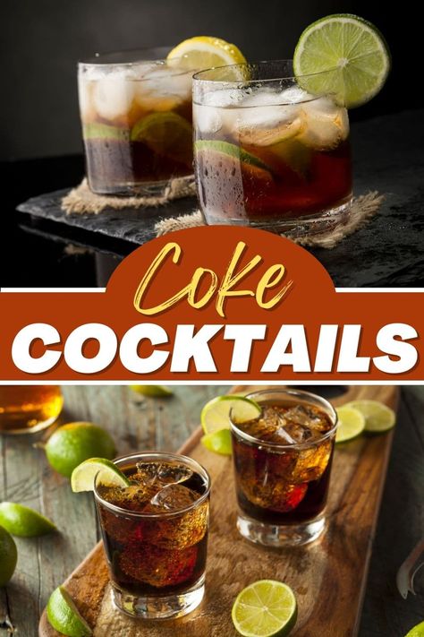 These Coke cocktails go well beyond a rum and Coke! From a Long Island iced tea to a lounge lizard to Dracula's kiss, you just can't beat Coke as a mixer. Whiskey And Coke Recipe, Rum And Coke Recipe, Jack And Coke Recipe, Coke Cocktails, Kahlua Drinks, Coke Recipes, Rum And Coke, Coke Drink, Cola Chicken