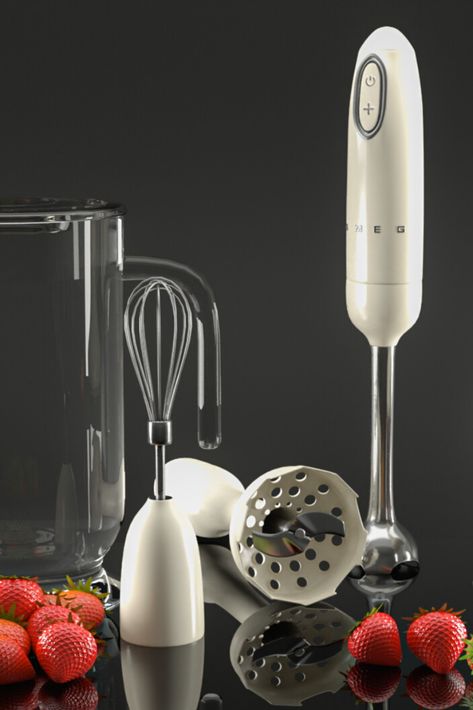 Retro Home Appliances, Hand Blender Design, Smeg Hand Blender, Kitchen Smeg, Retro Style Aesthetic, Kitchen Blenders, Household Appliance, Immersion Blender, Appliance Packages