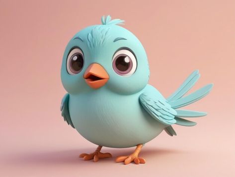 Photo cute 3d bird on a pastel backgroun... | Premium Photo #Freepik #photo Bird Cartoon Images, 3d Bird, Bird Cartoon, Mending Clothes, Cartoon Birds, Photo Cute, Animation Sketches, 3d Inspiration, 2d Character