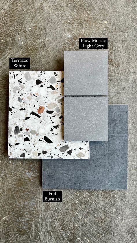 Tiles: Terrazzo White. Flow Mosaic Light Grey. Foil Burnish. | Tile Inspiration | Bathroom | Kitchen | Living Room | Interior Design | Home Remodel | Commercial Design | Restaurant Design Light Grey Floor Bathroom, Bathroom With Terrazzo Tiles, Light Grey Terrazzo Bathroom, Bathroom Design Terrazzo, Light Grey Tile Bathroom, Terrazzo Bathroom Ideas, Light Grey Bathroom Tiles, Terrazzo Flooring Bathroom, Grey Terrazzo Texture