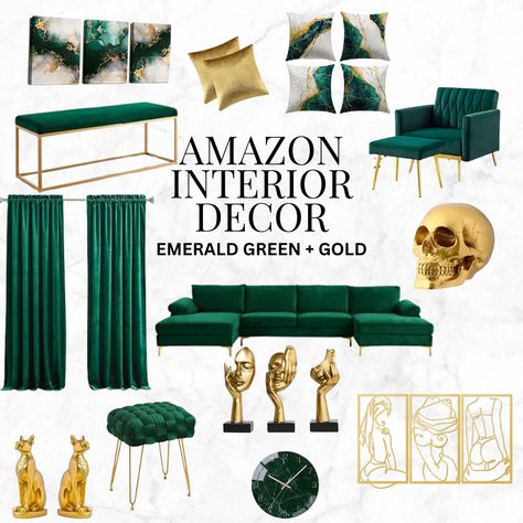 Shop recommended products from Crystal G. on www.amazon.com. Learn more about Crystal G.'s favorite products. Emerald Green Apartment Living Room, Jade Green And Gold Living Room, Green And Good Living Room, Modern Emerald Green Living Room, Green And Gold Sofa Living Room, Home Decor Green And Gold, Green Gold Living Room Decorating Ideas, Green White And Gold Living Room Ideas, Hunter Green And Gray Living Room