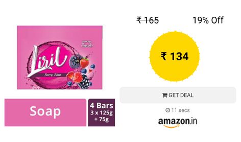 Liril Berry Blast Soap, 125 g (Pack of 4) with Buy 3 (125 g each) & Get 1 Free (75 g) Indian Online Shopping Sites, Navigation Bar, Shopping Deals, Shopping Stores, Amazon Deals, Free Amazon Products, Shopping Sites, Online Shopping Stores, Online Shopping Sites