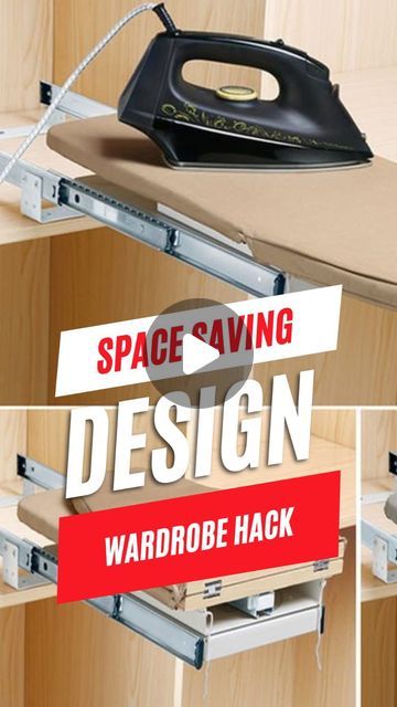 Iron Board In Wardrobe, Folding Iron Table Ideas, Hidden Ironing Board Ideas, Hidden Ironing Board, Interior Hacks, Folding Ironing Boards, Hidden Laundry, Smart Wardrobe, Sliding Wardrobe