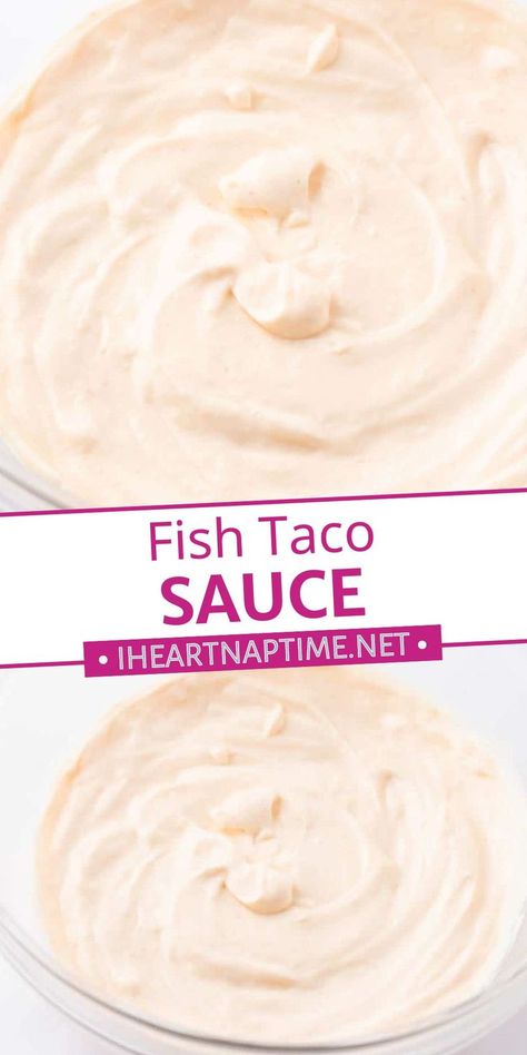 Easy to make fish taco sauce is the best way to top your fish tacos. Creamy, tangy, and with the perfect amount of spice, this smooth sauce is big on flavor and taste! Taco Sauce Recipes, I Heart Naptime Recipes, Fish Taco Sauce, Simple Breakfast Ideas, Fish Taco, I Heart Naptime, Taco Sauce, Simple Breakfast, South Of The Border