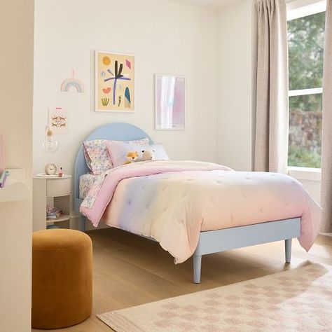 Kids Beds & Loft Beds | West Elm Modern Wood Bed, Sherwin William, West Elm Bedding, Kid Room Ideas, Captains Bed, Bed Kids, Full Blue, Kids Loft Beds, Bed Full