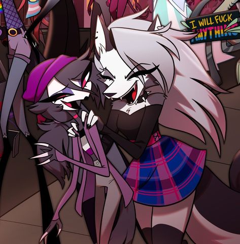 Octavia And Loona, Hellvula Boss, Helluva Boss Octavia, Loona Art, Loona Wolf, Hazbin Hotel Art, Happy Pride Month, Happy Pride, Helluva Boss And Hazbin Hotel