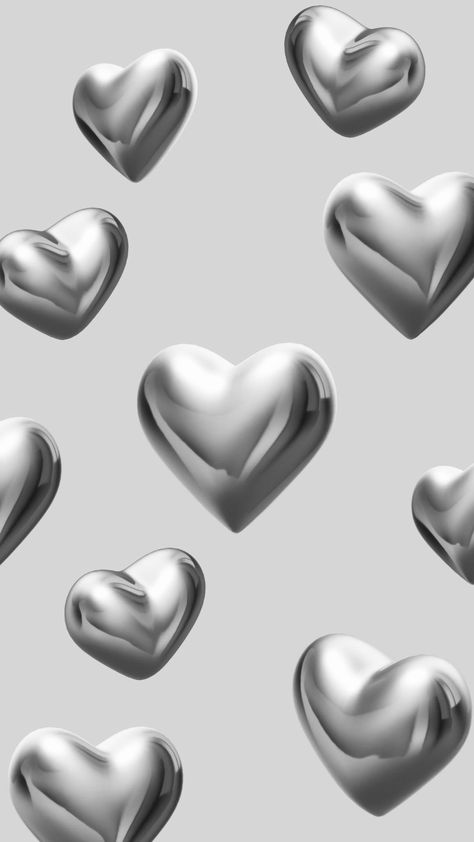 Metallic Heart Wallpaper, Silver Lockscreen, Chrome Themes Wallpapers, Silver Wallpaper Iphone, Silver Wallpaper Aesthetic, Silver Heart Wallpaper, Pink Guitar Wallpaper, Silver Iphone Wallpaper, Wallpaper Happy