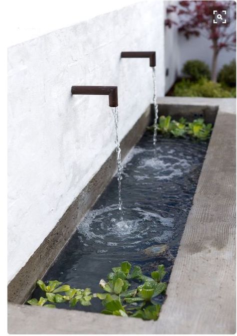 Landscaping Water Feature, Diy Solar Fountain, Modern Water Feature, Outdoor Wall Fountains, Taman Air, Water Feature Wall, Outdoor Water Feature, Outdoor Water Features, Small Water Features