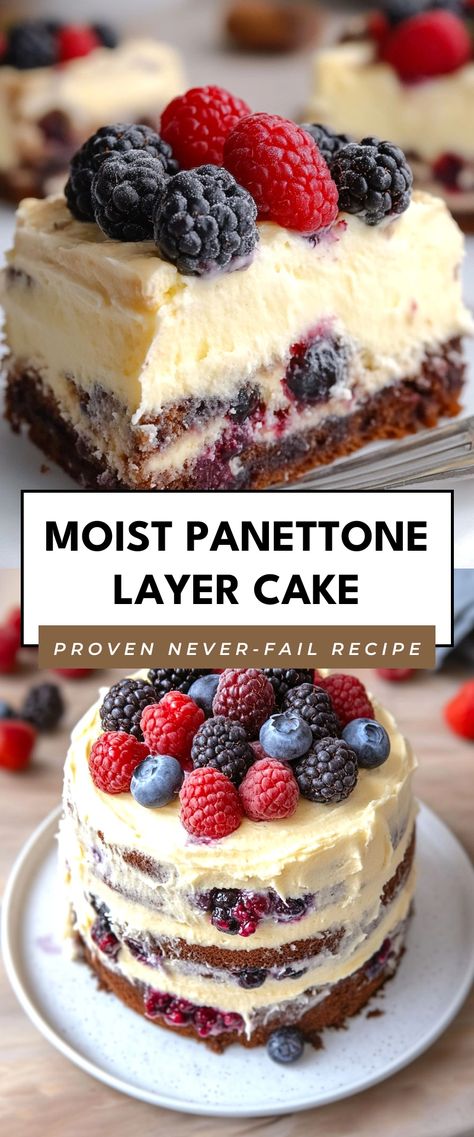 Image for Moist Panettone Layer Cake Panettone Cake, Italian Christmas Cake, Italian Holiday, Tiramisu Cake, Italian Christmas, Mascarpone Cheese, Holiday Recipes Christmas, Cake Lover, Holiday Cakes