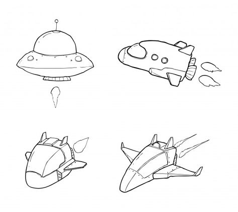 Outer space ship sketch Premium Vector Ship Space Illustration, Space Themed Sketches, Space Cartoon Drawing, Spaceship Drawing Sketches, Outer Space Sketch, Rocketship Drawing, Space Ships Design, Drawing Spaceship, Spaceship Doodle