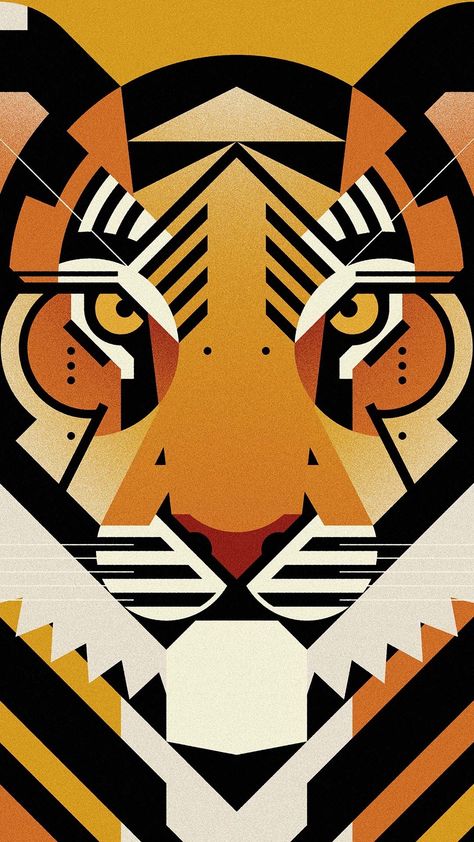 Shape Animals, Illustration Cat, Tiger Illustration, Arte 8 Bits, Black Tiger, Abstract Geometric Art, Tiger Art, Wallpapers Iphone, Painting Art Projects