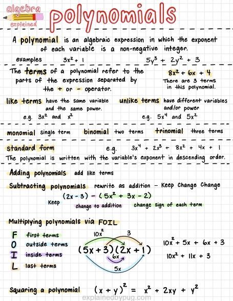 High School Notes, Math Guided Notes, Algebra Notes, Adding And Subtracting Polynomials, Geometry Notes, Math Cheat Sheet, Algebra Formulas, Factoring Polynomials, Hoboken New Jersey