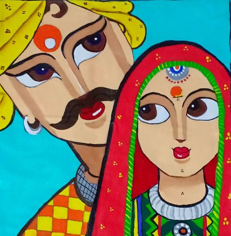 Rajasthani Couple, Bottle Art, Hand Embroidery, Princess Zelda, Zelda, Paintings, Zelda Characters, Embroidery, Fictional Characters