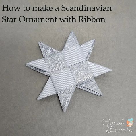 Ribbon Star Ornament, Ribbon Star Diy, Scandinavian Star Ornament, Scandinavian Star, Christmas Button Crafts, Origami Ribbon, Elderly Crafts, Christmas Ribbon Crafts, Ribbon Star