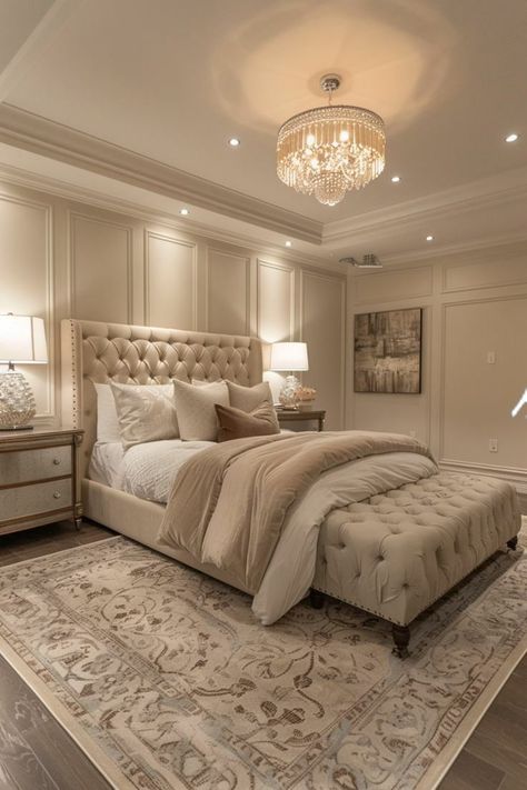 Nude Room Ideas, Elegant Boho Bedroom, Beige And Gold Bedroom, White And Beige Bedroom, Off White Bedrooms, Champagne Bedroom, Beige Bedroom Decor, Dream Bedroom Inspiration, Classy Bedroom