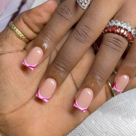 Gel Nail Tips Designs, Simple Short Nails Ideas, Pink Gel Nails Short, Pink Tip Nails, Pink Pink Pink, Acrylic Toe Nails, Simple Gel Nails, French Tip Acrylic Nails, Simple Acrylic Nails