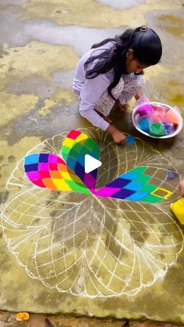 Very Beautiful Rangoli Design, Rangoli Design Big Rangoli Designs, Rangoli Designs For New Year Latest, Rangoli Designs 2024 New Year, New Year 2025 Rangoli Design, New Year 2025 Design Rangoli, Big Colourful Rangoli, New 3d Rangoli Designs Creativity, Rangoli Ideas For New Year