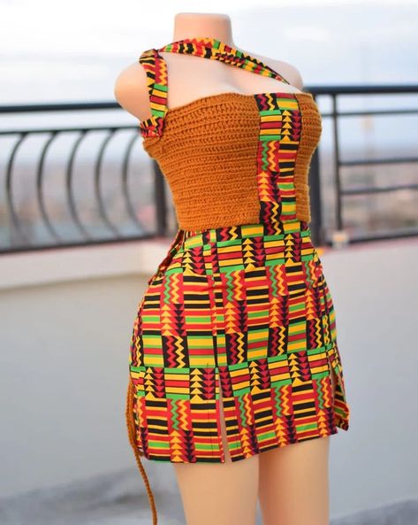 A thing of beaury 😍 2 piece Ankara crochet Made with love 😍 #crochetnairobi #crochetersofinstagram #crochetkenya #crochet #crochetaddict #cute #cochetankara #crochetlove African Crochet, Chitenge Outfits, Crochet Halter Dress, Crochet Barbie Clothes, Mode Crochet, Crochet Barbie, Crochet Clothing And Accessories, Crochet Halter, Ankara Dress