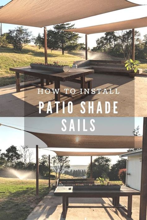 Shade Sails Diy, Patio Shade Diy, Kitchen Veranda, Patio Shade Sails, Outdoor Patio Shades, Diy Patio Ideas, Deck Shade, Backyard Shade, Diy Shades