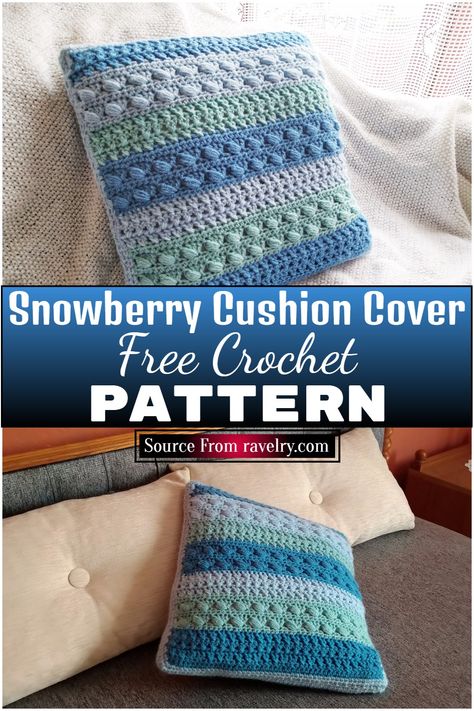 Free Crochet Snowberry Cushion Cover Pattern Crochet Pillow Case Pattern, Crochet Cushion Covers, Pillow Cover Crochet Pattern, Modern Haken, Crochet Pillow Patterns Free, Crochet Pillow Cases, Crochet Cushion Pattern, Beau Crochet, Cushion Cover Pattern