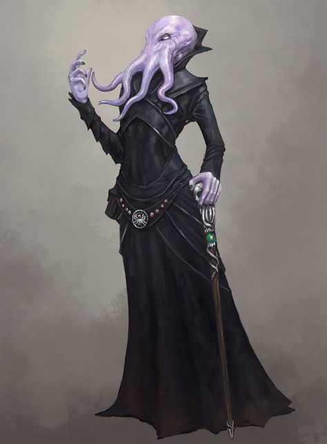 ArtStation - Mindflayer, Steven Bellshaw Character Artwork, Mind Flayer, Villain Character, Dnd Stuff, Cthulhu Mythos, Dnd Monsters, Alien Concept Art, Fantasy Races, Dungeons And Dragons Characters