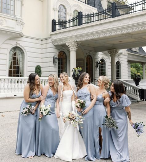 Azazie Dusty Blue Satin, Powdered Blue Bridesmaid Dress, Classic Blue Bridesmaid Dresses, Ice Blue Bridesmaid Dress Winter, Bridesmaid Dresses French Blue, Powder Blue Satin Bridesmaid Dress, Blue Silk Bridesmaids Dresses, Silk Navy Blue Bridesmaid Dresses, Dusty Blue Silk Bridesmaid Dresses