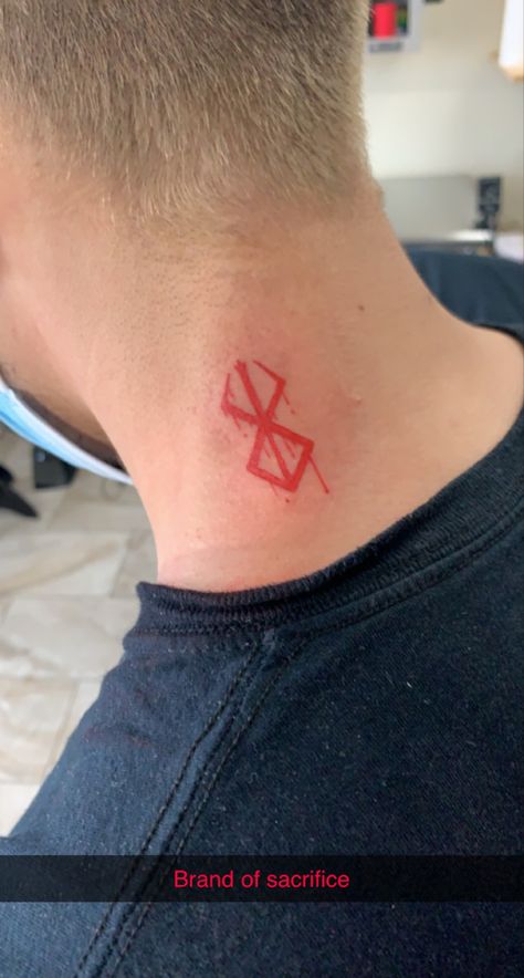 Brand Of Sacrifice Tattoo, Sacrifice Tattoo, Tattoo Chest And Shoulder, Berserker Tattoo, Brand Of Sacrifice, Oni Tattoo, Geometric Sleeve Tattoo, Simple Tattoos For Guys, Mark Tattoo