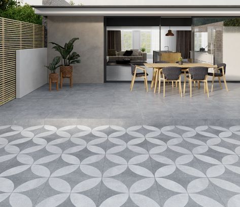 Hardblue Graphite Decor Porcelain Outdoor Slab - Hardblue Outdoor Slab from Tile Mountain Outdoor Tiles Floor, Outdoor Tile Patio, Terrace Tiles, Balcony Tiles, Outdoor Porcelain Tile, Terrace Floor, Exterior Tiles, Porch Tile, Patio Slabs