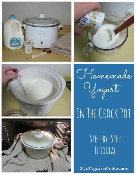 Homemade Yogurt in the Crock Pot - Six Figures Under Freida Loves Bread Instant Pot Yogurt, What To Make With Milk, Crockpot Yogurt, Crock Pot Yogurt, Homemade Yoghurt, Yogurt Making, Homemade Yogurt Recipes, Thm Fp, Recipe Crockpot