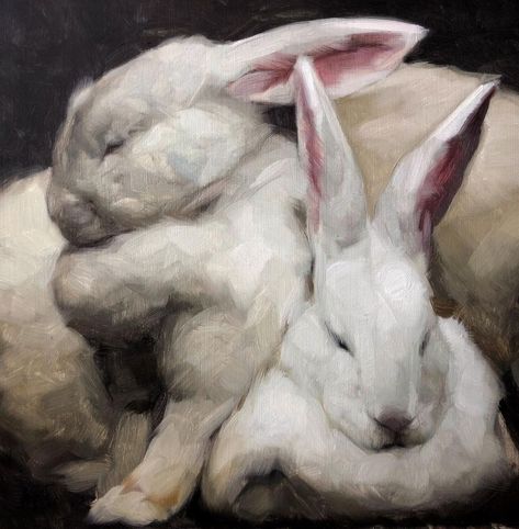 Jennifer Gennari, White Rabbits, Rabbit Art, Bunny Art, Oil Painting Portrait, Arte Inspo, 영감을 주는 캐릭터, White Painting, Pretty Art