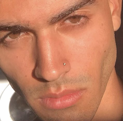 Nose Ring Men Aesthetic, Mens Nose Piercing Hoop, Men Nose Piercing Studs Guys, Men’s Nose Piercing Stud, Men’s Piercings Nose, Nose Ring For Men, Piercings Men Nose, Man With Nose Piercing, Nose Stud Piercing Jewelry