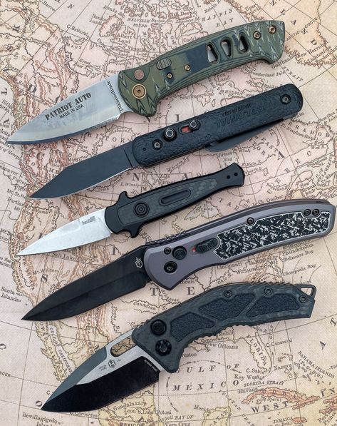 5 Out-The-Side Automatic Knives that are Stylish & Functional Knife Guide, Automatic Knives, Knives For Sale, Collectible Knives, Knife Art, Folding Knives, Electronic Items, Dexter, The Press