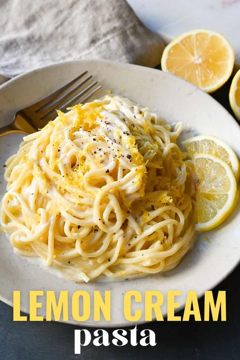 Lemon Pasta (Spaghetti al Limone) Best Pasta Dishes Restaurant, Healthy Lemon Cream Sauce, Spaghetti Al Limone Recipe, Giada Lemon Spaghetti, Lemon Cream Shrimp Pasta, Lemon Cream Cheese Pasta, Creamy Lemon Sauce For Pasta, Spaghetti Limone Recipe, Lemon Spaghetti Recipes