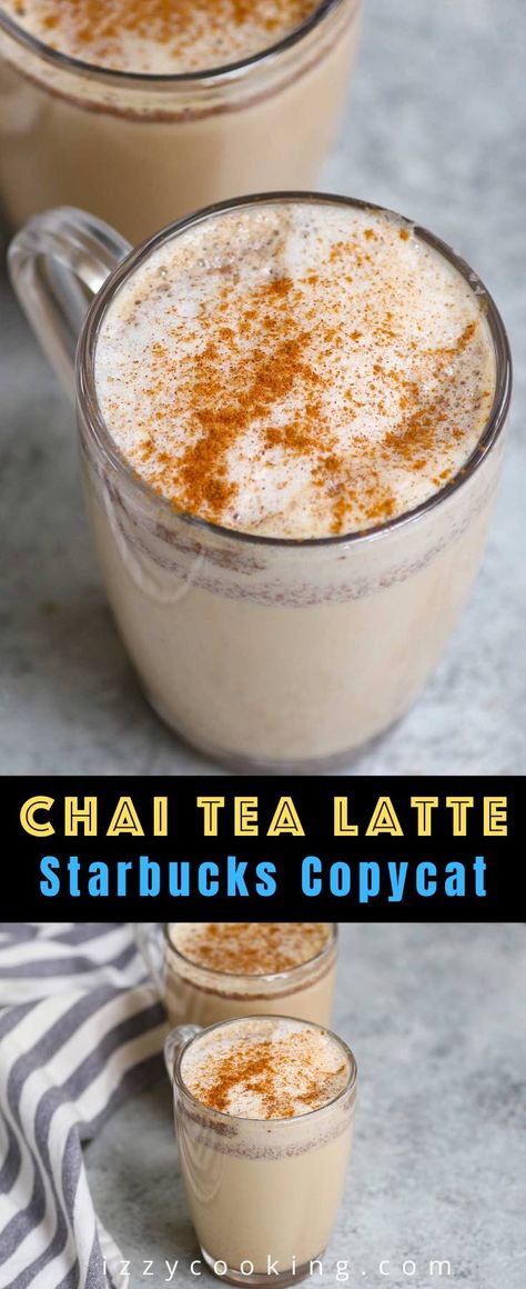 Chai Tea Latte (Starbucks Copycat Recipe) Chia Tea Latte Recipe, Homemade Chai Tea Latte, Chai Tea Concentrate, Chai Tea Bags, Chia Tea, Chai Tea Latte Starbucks, Chai Tea Latte Recipe, Homemade Chai Tea, Vanilla Chai Tea