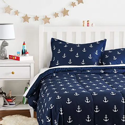 Attic Bonus Room, Palm Tree Bedding, Nautical Bedding Sets, Coastal Bedding Sets, Beach Bedding Sets, Navy Blue Quilt, Blue Bedspread, Kids Comforter Sets, Nautical Bedding