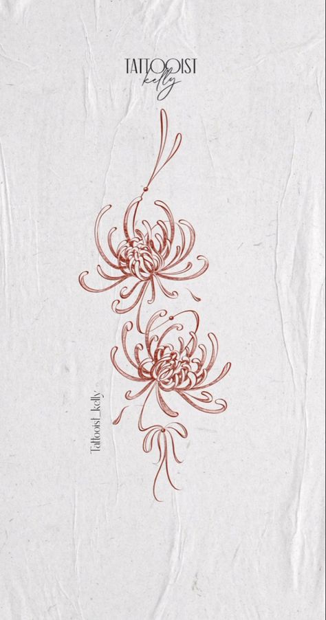 Mum Flowers Tattoo, Chrysanthemum Book, Kelly Chen, Cosmos Tattoo, Mum Tattoo, Chrysanthemum Tattoo, Branch Tattoo, Mums Flowers, Lily Tattoo