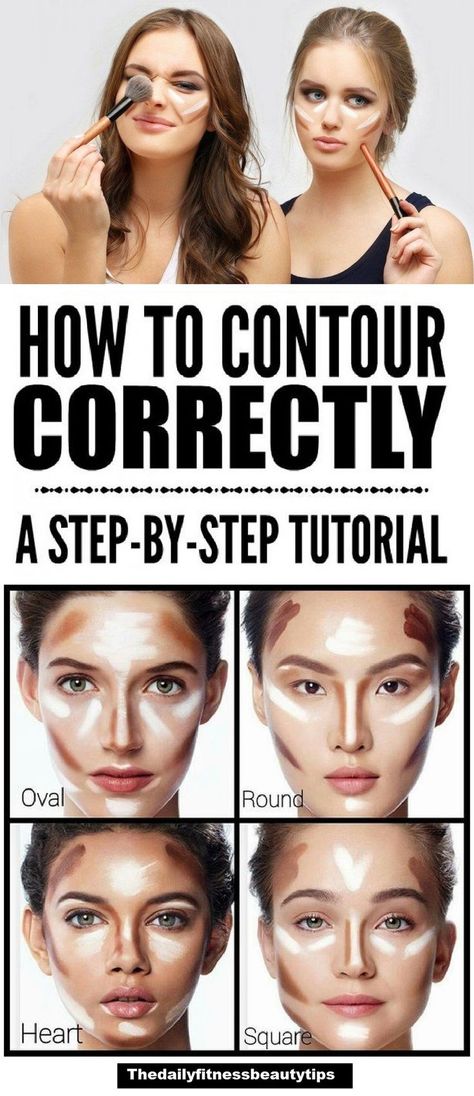 Face Contour Correctly - best way to contour and highlight your face in these 5 easy steps .. Contour Makeup Steps, Face Makeup Steps, Face Contouring Makeup, Contour And Highlight, How To Contour, Contour Makeup Tutorial, Beginners Eye Makeup, Makeup Artist Tips, Face Makeup Tips