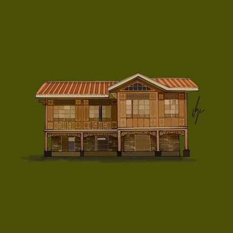 Vintage House Philippines, Filipino Architecture Old Houses, Minecraft Filipino House, Philippine Traditional House, Philippine Architecture Drawing, Minecraft Philippines, Old Philippine Houses, Vernacular Architecture Philippines, Traditional Filipino Architecture