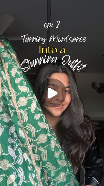 Vidhi Prajapati on Instagram: "Episode 2 : turning my mom's saree into a stunning outfit   Bringing new life to Mom's Old saree in Ep.2 of this series! And am loving it🥹🫶🏻 There's something so special about turning cherished memories into fresh, stylish looks.  Would you try this with your mom's saree?🫣😍  Your stunning looks,outfit inspo, mom's saree, fashion, recycling moms saree, custom made  #yourstunninglooks #SareeTransformation #RecycleWithStyle #SareeToOutfit" Kurti From Old Saree Designs, Saree Kurti Recycle, Lehenga From Old Saree, Kurti From Old Saree, Outfit From Old Saree, Dresses From Old Sarees, Fashion Recycling, Kurti Style, Saree Fashion