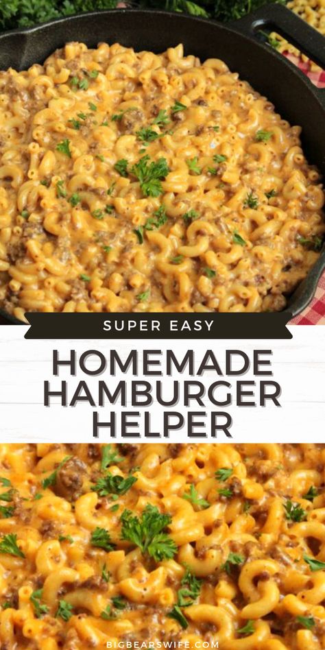 Cheesey Hamburger Mac, Cheeseburger Macaroni Skillet, Hamburger Mac And Cheese, Cheeseburger Mac And Cheese, Cheeseburger Macaroni, Homemade Cheeseburgers, Hamburger Helper Recipes, Easy Skillet Meals, Macaroni Recipes