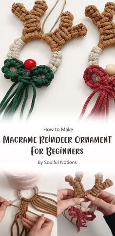 Moon Macrame Diy Tutorial, Macrame That Sells, Macrema Christmas Ornaments Diy, Macrame For Kids Easy, Macrame Christmas Tutorial, Easy Macrame Christmas Ornaments, Macrame Christmas Ornaments Tutorials, Christmas Ornaments Homemade Diy, Macrame Snowman