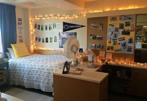 My Penn State dorm room! Check out my dorm board to figure out how to make some of the things you may see! Penn State Dorm, Pretty Dorm Room, Collage Dorm, Dream Dorm Room, College Dorm Ideas, Dorm Sweet Dorm, Dream Dorm, Family Room Makeover, Dorm Stuff