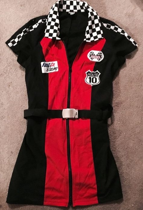 Nascar Outfit, Black Dress Halloween, Nascar Costume, Racing Outfit, Race Outfit, Cute Group Halloween Costumes, Hot Halloween Outfits, Halloween Coustumes, Halloween Party Outfits