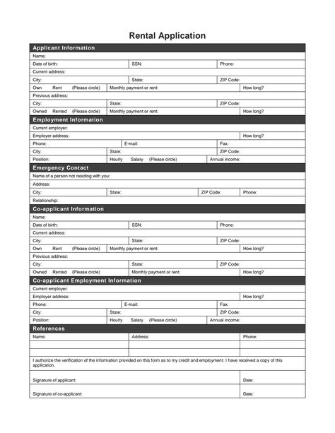 1 - Rental application.pdf Rental Application Free Printable, Rental Application Form, Rental Agreement Templates, Rental Application, Application Form, House Rental, Soups, Finance, Quick Saves