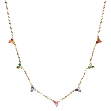 Buy TAI Jewelry Handcrafted Womens Necklaces Online Gems Necklace, Rainbow Ombre, Gem Necklace, Cluster Necklace, Necklace Online, Brass Color, Cz Stone, Gemstone Necklace, Gold Plating